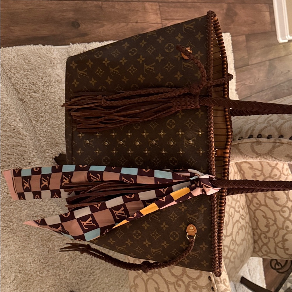 Louis Vuitton Brown Tote with Fringe and Scarf - Picture 12 of 16